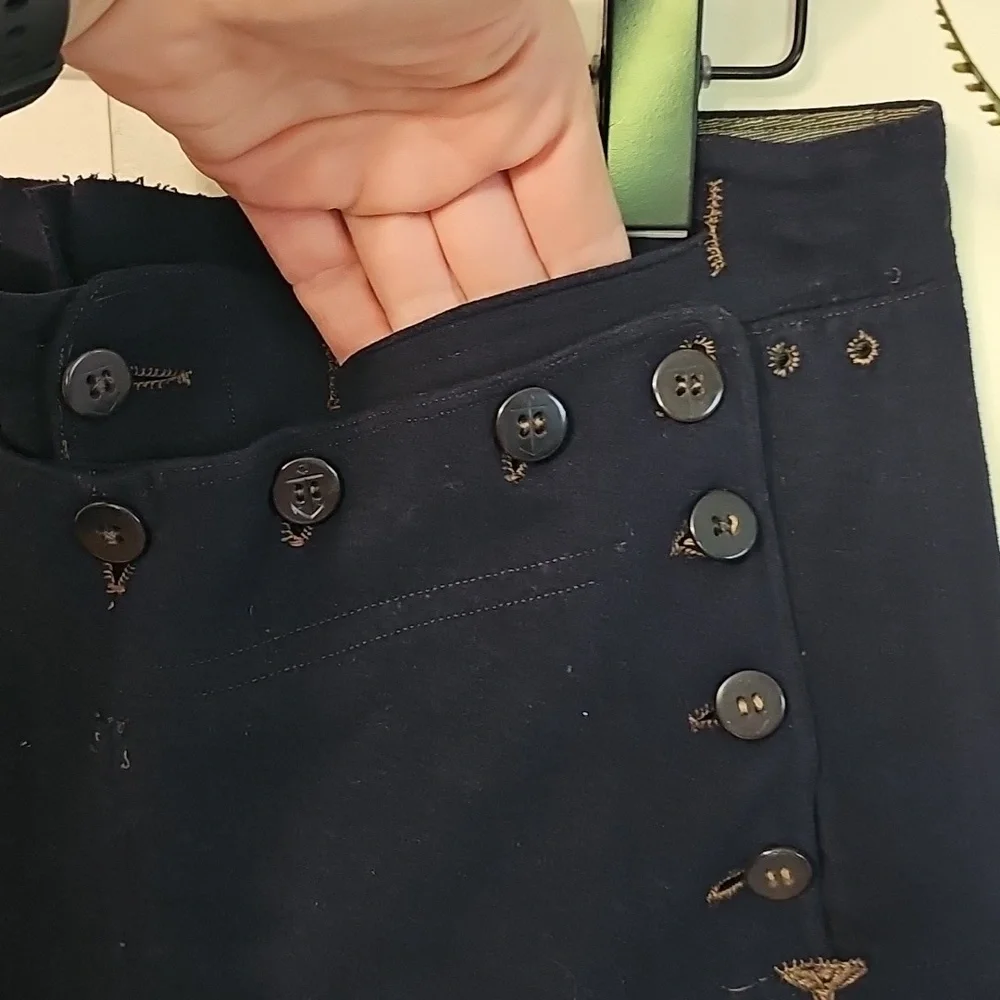 Vintage US Navy 1940s Blue Wool High-Waisted Sailor Trousers Womens 30 Classical - Picture 11 of 16